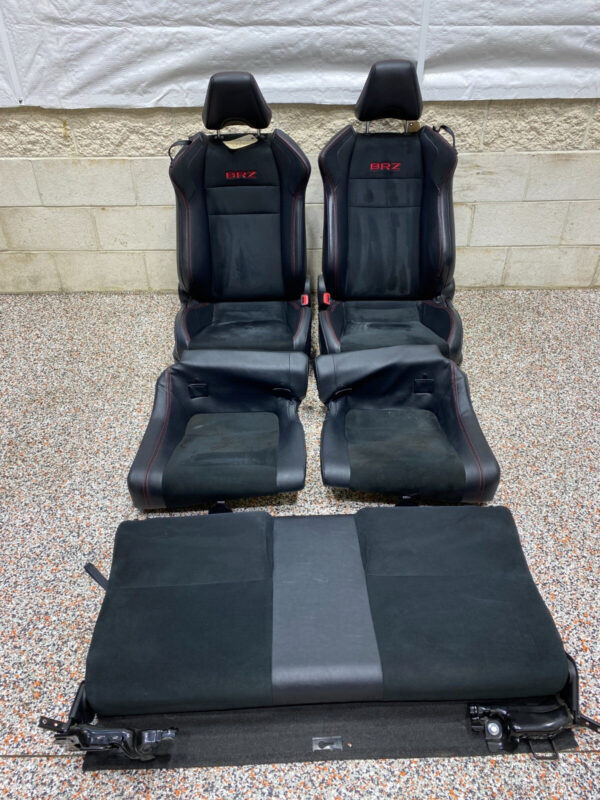 2020 SUBARU BRZ OEM FRONT REAR LEATHER SUEDE SEATS RED BRZ LOGO