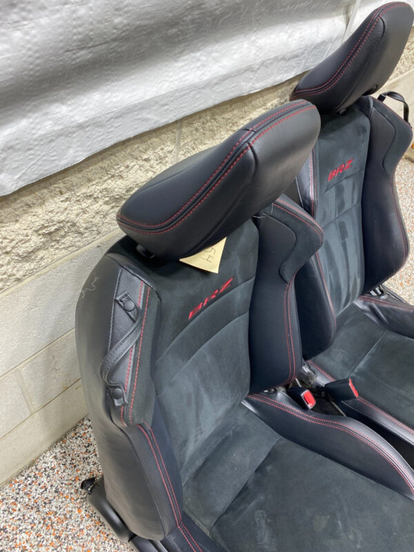2020 SUBARU BRZ OEM FRONT REAR LEATHER SUEDE SEATS RED BRZ LOGO - Image 13