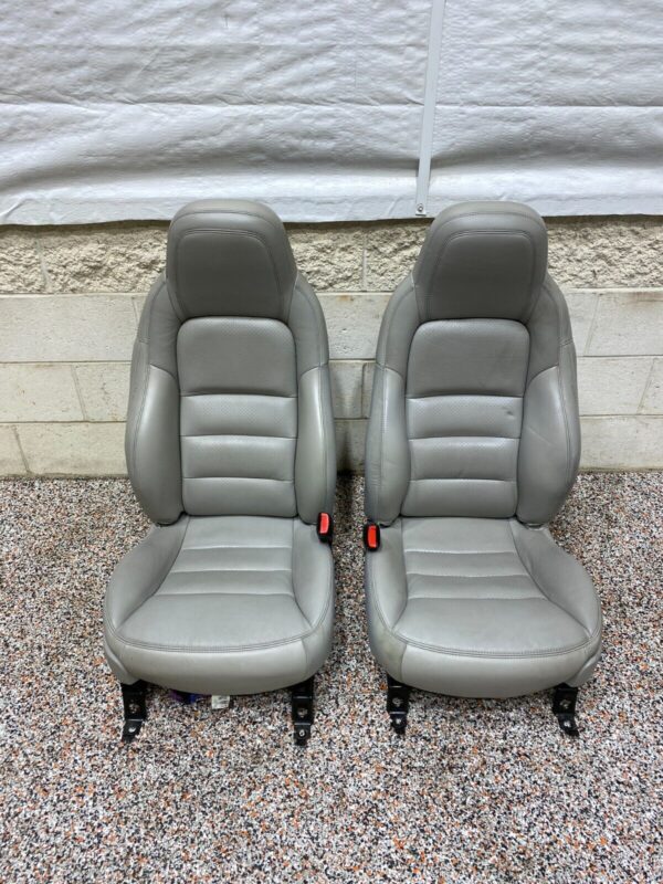 CORVETTE C6 OEM GREY LEATHER FRONT SEATS PAIR 