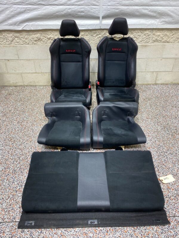 FRONT REAR LEATHER SUEDE SEATS RED BRZ LOGO [SABURA]